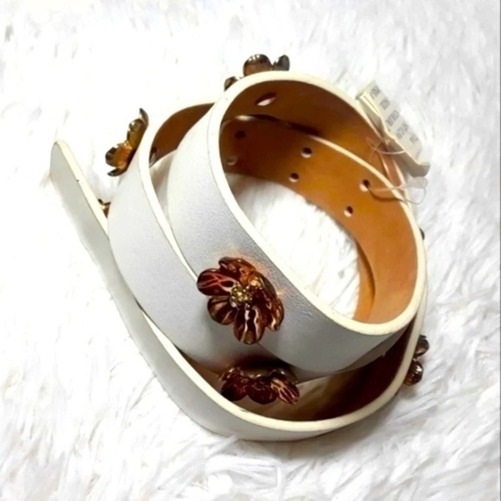 Kate Spade Sample Sale Golden Flowers Leather Belt